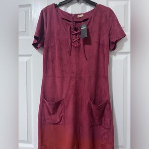 Over the knee suede red brick dress